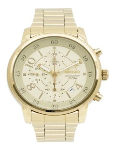 Imagen 1 de 8 de Reloj Seiko Sndw84 Cronografo 100m Fecha Dorado Acero Inox