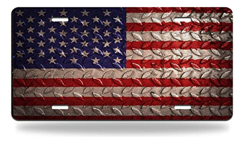 License Plate United States Flag With Metallic Texture ...