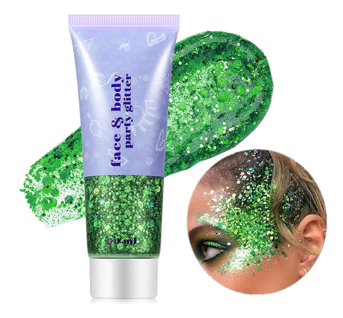 Purpurina Verde Para Cara Cuerpo Pintura Facial Verde Maquil