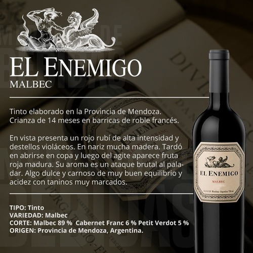 Vino El Enemigo Malbec