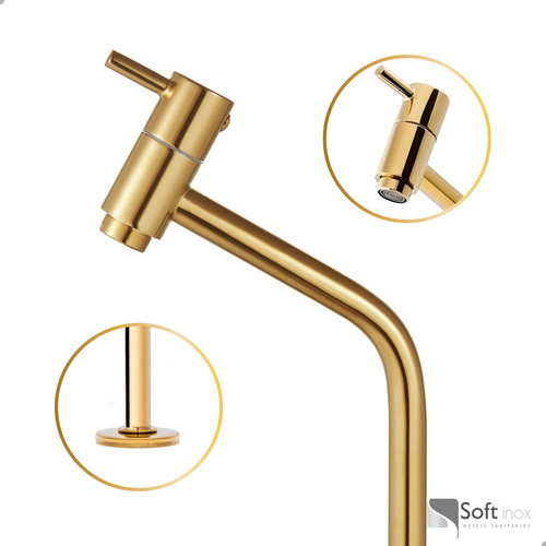 Soft Inox Torneira Lavatório Link Dourado Brilhante