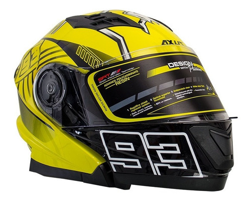 Casco Para Moto Ant 93 Certificacion Dot Color Amarillo Tamaño del casco XL(61-62 cm)