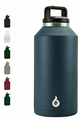 Bjpkpk Botella De Agua De Medio Galón Aislada, Con Asa, Color Azul Marino