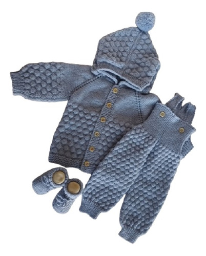 Conjunto Bebé: Campera, Jardineros Y Zapatitos 3 A 6 Meses