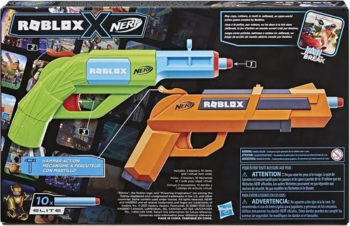 Lança Dardos Nerf Roblox Jailbreak Armory Kit com 2 Lançadores