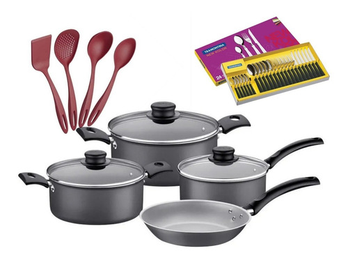 Batería De Cocina Completo 34pz. Turim Negro Tramontina