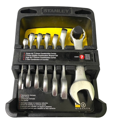 Juego De 7 Llaves Set Stanley Combinadas Cortas Milimetros 