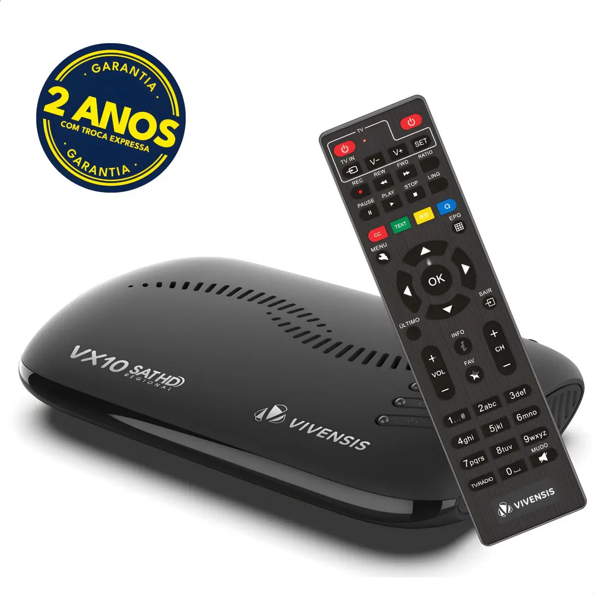 Receptor Vivensis VX10 Nova Parabólica Digital Sathd Preto