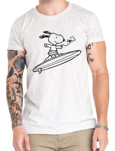 Polera Snoopy Woodstock Surfer Algodón Orgánico Cb9