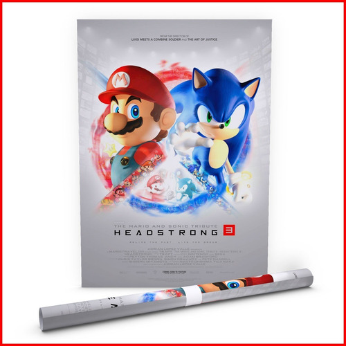 Poster Mario Bros & Sonic Tribute Headstrong 3 - 40x60cm