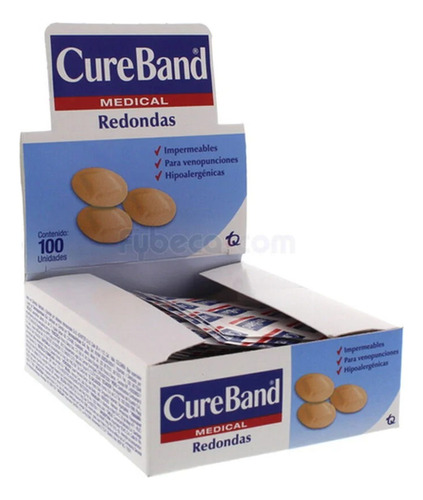 Curitas Rendodas Cureband Caja Con 100 Piezas