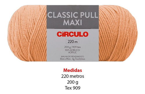 Novelo Lã Crochê E Tricô Classic Pull Maxi C/220m Círculo Cor 7650 - Amêndoa