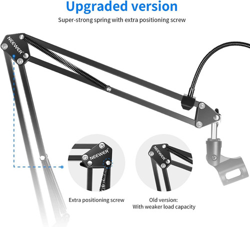 Imagen 4 de 8 de Brazo Soporte De Micrófono Suspensión Ajustable + Filtro Pop