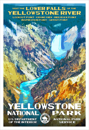 Yellowstone National Park   Poster De Wpa-style 13  X 19 