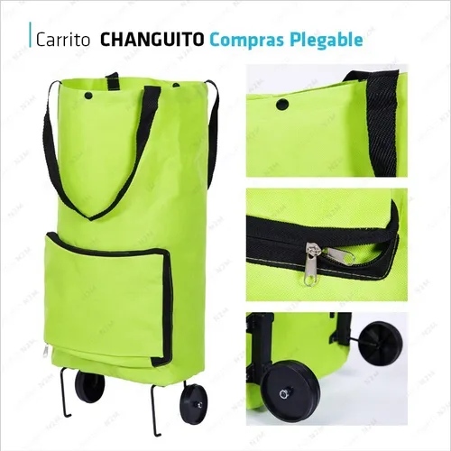  Bolsa de compras plegable con ruedas, carrito de