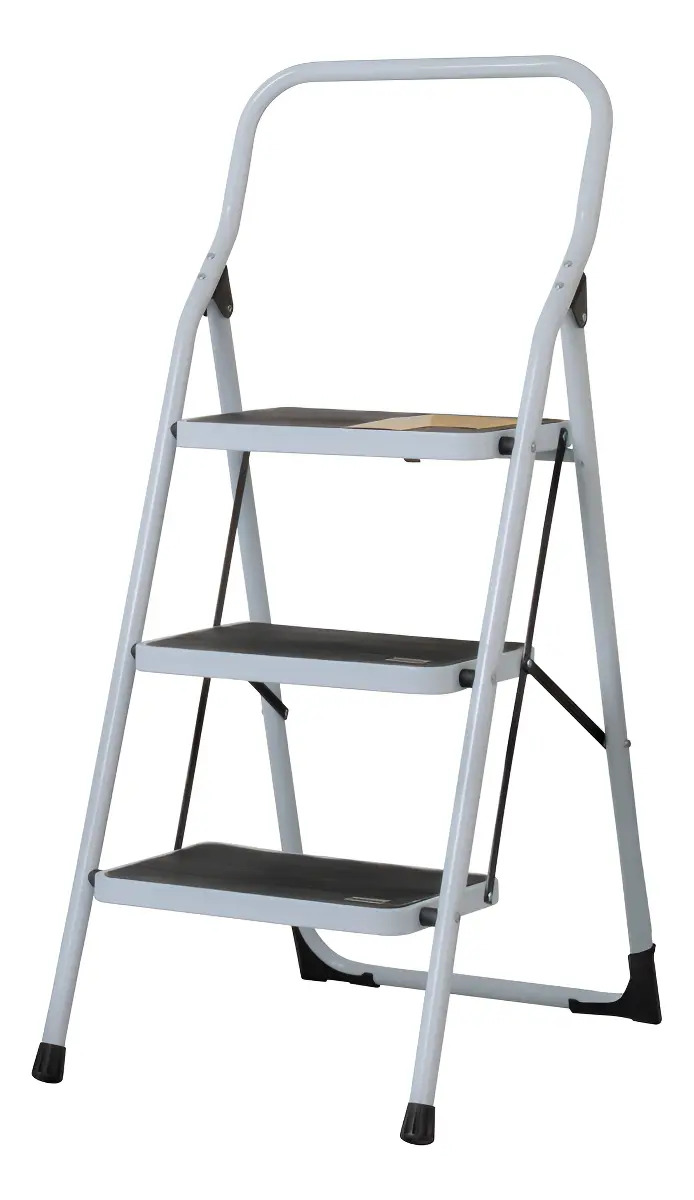 Escalera Plegable 3 Pasos Acero Capacidad 150kg Pretul 24120 Blanco Prisma