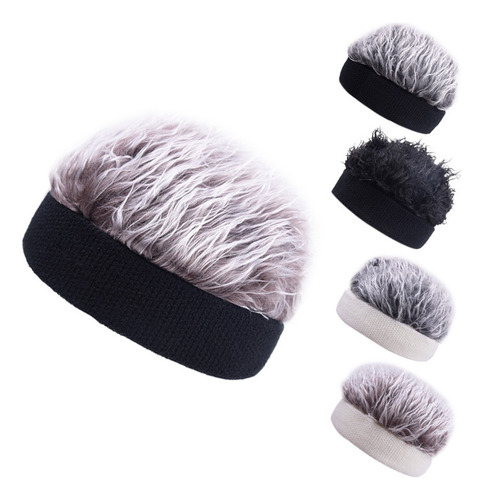 . (c) Gorro Corto Con Peluca Recta Sin Ala, Pelo Falso,