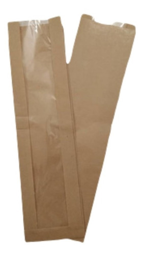 Imagen 1 de 3 de Bolsa Papel Kraft Pan Canilla #2 Con Visor Marron