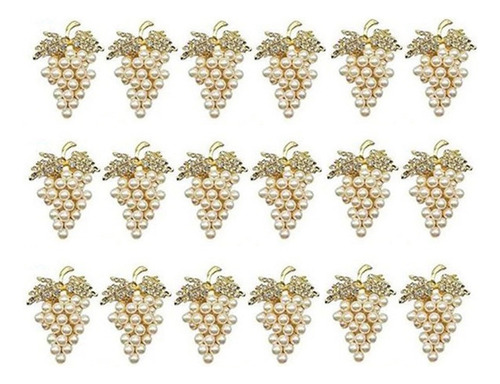 18 Servilleteros De Perlas Con Forma De Uva Dorada Y Cierre