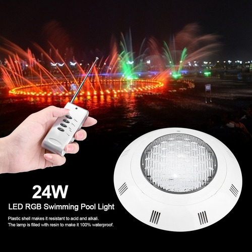 Lámpara De Piscina 12v 24 Led Rgb Subacuática Con Control Re