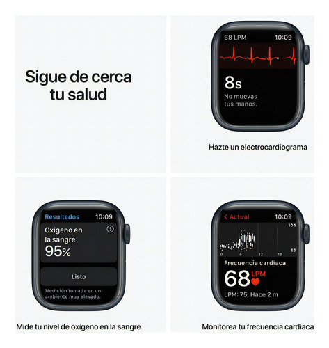 Apple Watch Series 7 (GPS, 41mm) - Caja de aluminio color medianoche - Correa deportiva azul medianoche