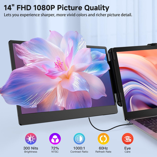 Monitor Portátil De 14 Fhd 1080p Extensor De Pantalla