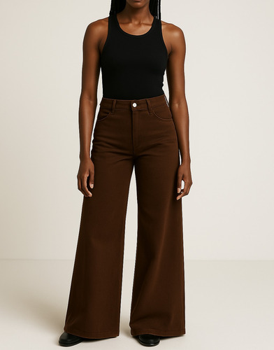 Jeans Wide Leg Marrón