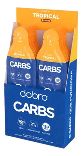 Carbs Gel Dobro C/ 10 Sachês - Tropical Com Cafeína