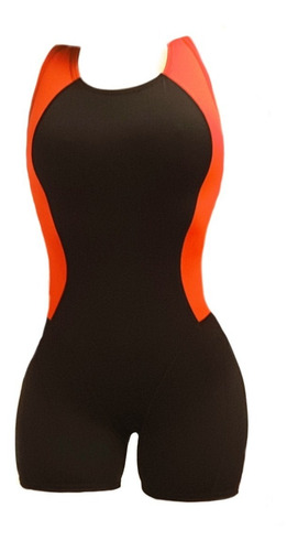  Dama Traje Natacion, Naranja Neon,  Secado Rapido Uv