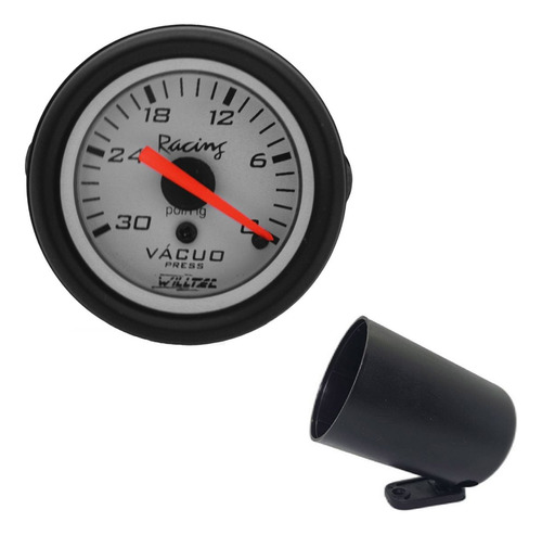 Relógio Vacuômetro Pressão Vácuo 0-30 Pol/hg Branco Willtec
