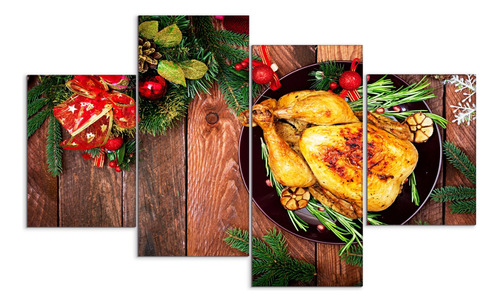 Set 4 Cuadros Canvas Cena De Año Nuevo 80x150cm