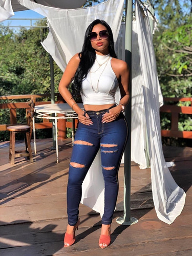 Imagem 5 de 10 de Kit 03 Calças Jeans Feminina Cintura Alta Levanta Bumbum