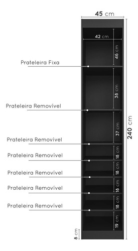 Guarda Roupa Modulado De Canto Com Espelho 6 Portas 3 Wt