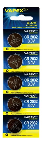 Pila Boton Cr2032 Litio 3v Vapex Para Pc Reloj Luz X5 Unidad