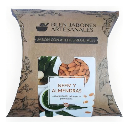 Jabón Artesanal Neem Y Almendras Piel Sensible Seca Hidrata