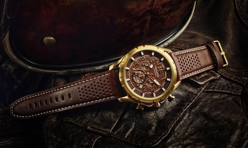 Relógio Masculino Technos Skymaster Js25bg/0m Couro Marrom