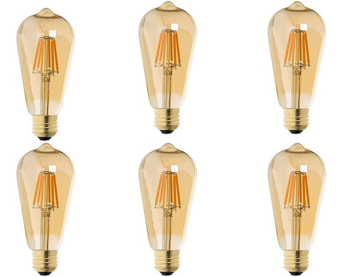 Pack 6 Ampolletas Led Retro Vintage 6w - Estilo Edison