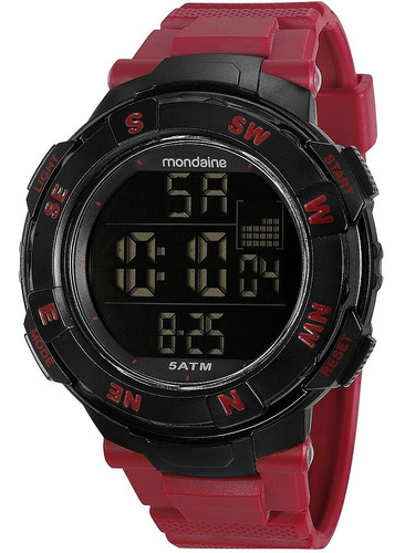 Relógio Digital Mondaine Masculino 85008g0mvnp1 Cor da correia Vermelho
