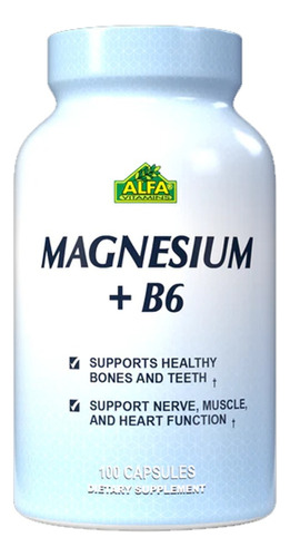 Magnesio + Vitamina B6 100 Capsulas Alfa Vitamins
