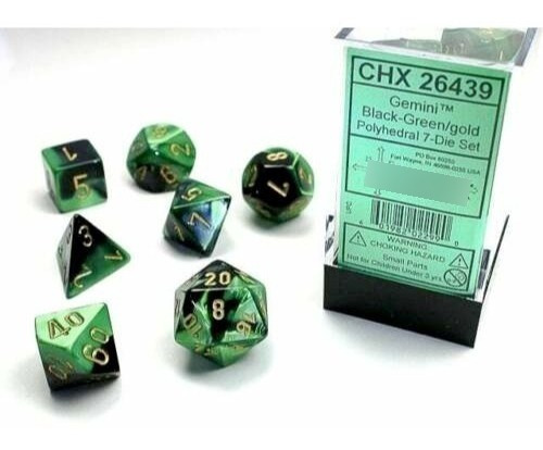Chessex: Gemini Black-green / Gold 7 Die Set