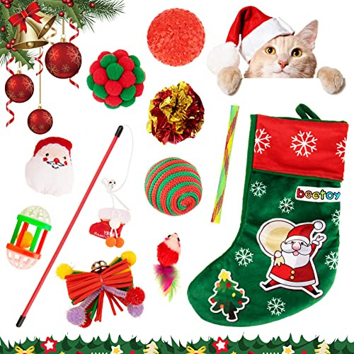 Juguetes De Navidad Gatos Forma De Medias, 11 Pcs Conju...