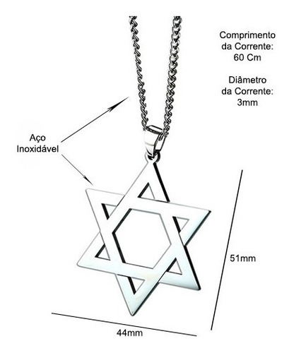 Colar Masculino Com Pingente Estrela De Davi