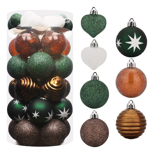 Adornos De Navidad 35 Bolas Inastillables Verde Y Dorado
