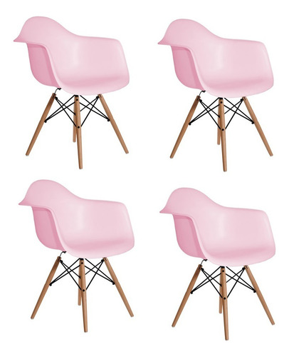 Set * 4 Sillon Eames Daw Abs B Madera Blanco- Alto Impacto