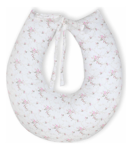 Capa Para Almofada De Amamentação Mt Com Laço 100% Algodão Cor Floral Rosa