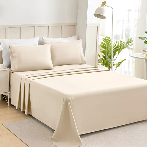 Juego De Sábanas King size 2500 Hilos Microfibra Elegante Suave y cómodo Lujoso Hipoalergénico 4 Pcs Perla
