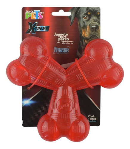 Juguete Hueso Triple Indestructible Para Perro Xtreme Color Rojo