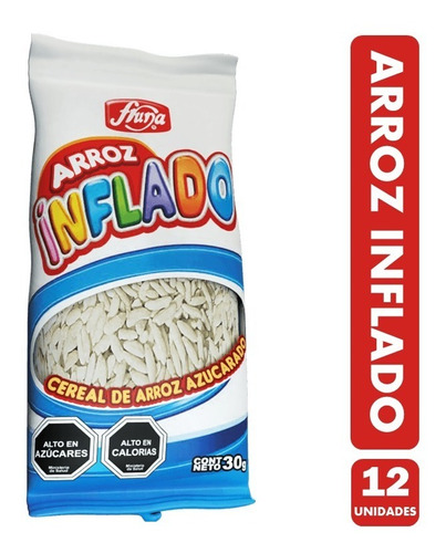 Cereal De Arroz Inflado Para Colación, Fruna - Pack De 12 Un