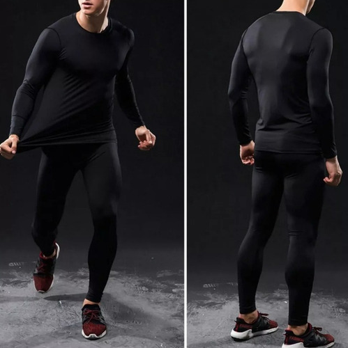 Para Pantalón Licra + Playera De Compresión Conjunto Gym 2ps