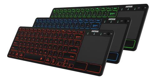 Teclado Táctil Arteck, Bluetooth, Retroiluminado, Portátil